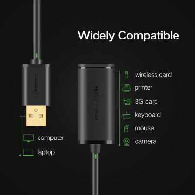 Ugreen UG10319US121TK 5M màu Đen Cáp tín hiệu nối dài USB 2.0 có chip khuếch đại cao cấp - HÀNG CHÍNH HÃNG