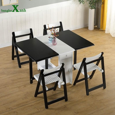 Bộ Bàn Ăn Mầu Đen Trắng Mặt Bàn Dày 2,5CM CAO CẤP