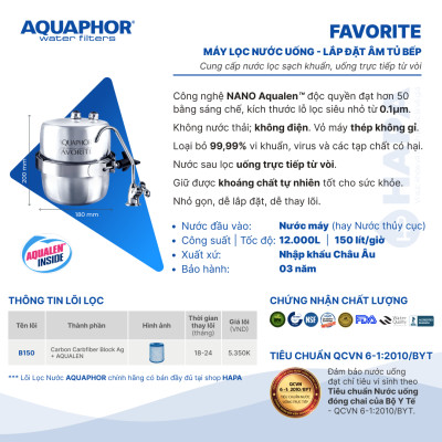Máy Lọc Nước Aquaphor FAVORITE Công Nghệ NANO Aqualen - Hàng Chính Hãng, Nhập Khẩu Châu Âu