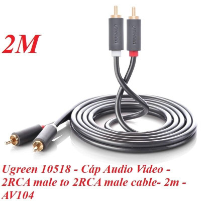 Ugreen UG10518AV104TK 2M màu Đen Cáp âm thanh Bông sen 2 ra 2 dương - HÀNG CHÍNH HÃNG
