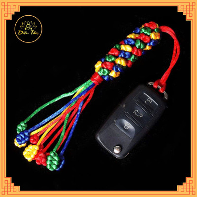 Dây treo chỉ ngũ sắc cát tường thủ công Tây Tạng may mắn bình an trang trí treo xe, móc khóa ban thờ Mật Tông