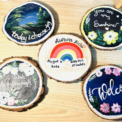 Tranh Vẽ Tay Trên Gỗ Aurora Rose Decor Trang Trí Quán Cà Phê Resort Handmade Độc Bản