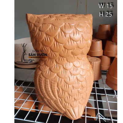 Decor Gốm Đất Nung Kiểu CON CÚ size 15cm X 25cm