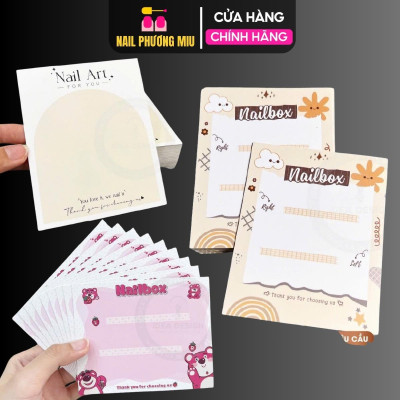 Thẻ Bìa Dán Nailbox Siêu Xinh Kèm Túi Dày Dặn Và HDSD, Tag Nail Box Hình Gấu Hồng, Mây Trắng, Nail Art Sang Trọng Và Hạn Chế Thấm Nước cho bé gái