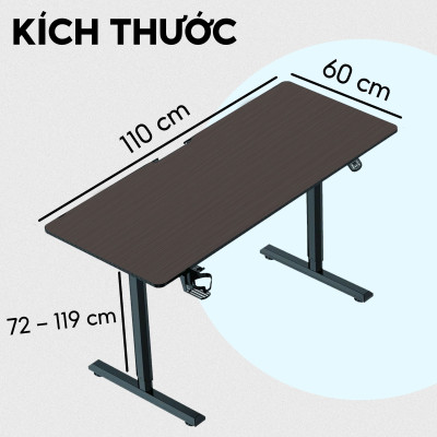 Bàn nâng hạ chiều cao công thái học iCockpit EL05 1460. Phiên bản nâng cấp mới nhất tặng kèm thảm lót chuột, móc treo tai nghe và giá để ly nước