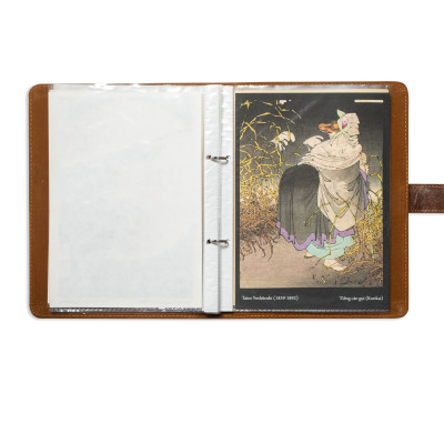 hoa ta - Bìa Da Đông Á Danh Hoạ Kèm Bộ 10 Tranh Khắc Gỗ Nhật In Trên Giấy Washi