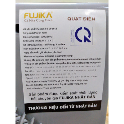 Quạt Sạc Tích Điện Dạng Hộp FUJIKA FJ-EF0112 - Hàng Chính Hãng
