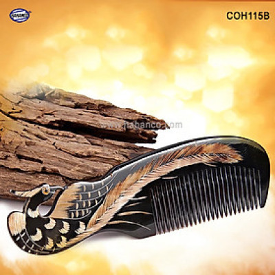Lược sừng đen hình Phượng (Size: L - 18cm) COH115B - Quà tặng rất đẹp - Chăm sóc tóc
