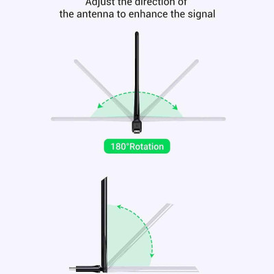 Ugreen UG90339CM496TK AC650 Màu Đen USB wifi dành cho laptop , PC có ăngten 6dBi hổ trợ chuẩn 2.4Ghz và 5Ghz - HÀNG CHÍNH HÃNG