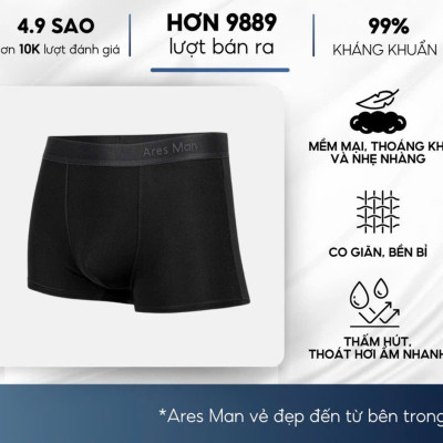 Quần boxer nam , quần lót đùi nam cao cấp ARES 01 được làm bằng chất thun lạnh mềm mịn thấm hút mồ hôi co giãn 4 chiều