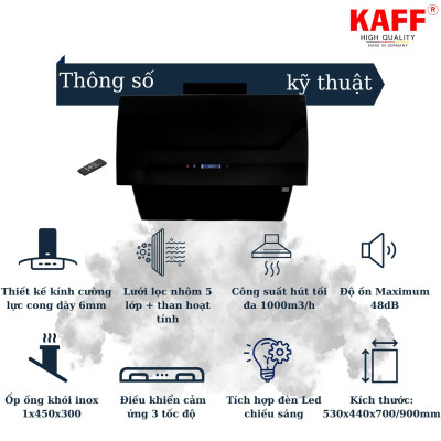 Máy hút mùi dạng TV cảm ứng điều khiển từ xa 900mm KAFF KF-LUX-AT90H-BK - Hàng Chính Hãng