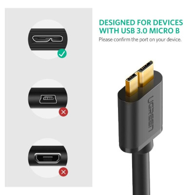 Ugreen UG10840US130TK 0.5M màu Đen Cáp USB 3.0 sang MICRO USB 3.0 cho ổ cứng - HÀNG CHÍNH HÃNG