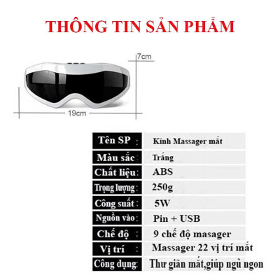Kính Massage Mắt Cao Cấp Thư Giãn  – 9 Chế Độ Rung, Làm Dịu Mắt, Xóa Bọng Mắt & Quầng Thâm