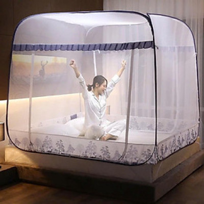 Màn chụp tự bung chống muỗi loại Đỉnh Rộng 2 cửa - 1m6 x 2m (Xanh)