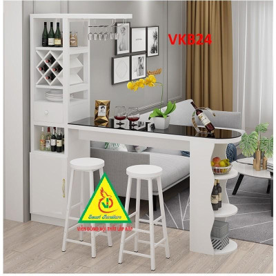 Quầy bar mini, quầy bar nhà bếp kết hợp tủ rượu VKB24 ( không kèm ghế) - Nội thất lắp ráp Viendong Adv