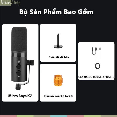 BOYA K3 / K7 / K9 - Micro Condenser USB, Sử Dụng Hiệu Ứng Ánh Sáng RGB Cho Streamer, Podcast, Giảng Dạy Trực Tuyến - Hàng chính hãng