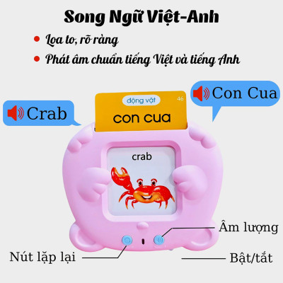 Máy đọc thẻ Flashcard song ngữ anh việt thông minh cho bé 112 thẻ 244 từ vựng KG133 - Hàng chính hãng