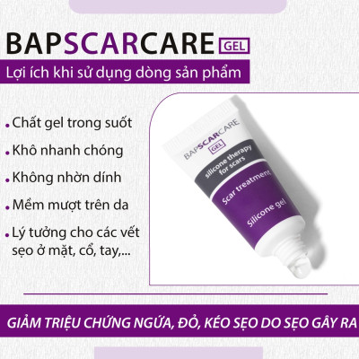 Kem giúp giảm sẹo lồi, sẹo phì đại, sẹo bụng sau phẫu thuật - Bapscarcare (Tuýp 20g)