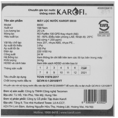 Máy Lọc Nước RO Karofi B930 (9 Lõi) - Hàng Chính Hãng