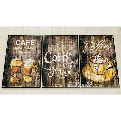 (ẢNH THẬT) Tranh treo tường cà phê 40 trang trí decor quán có sẵn khung bộ 3 tranh