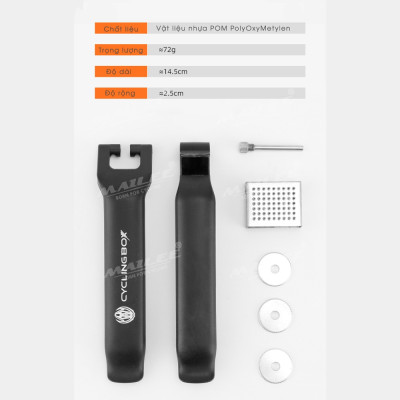 Thanh lốp nạy lốp bánh xe đạp và chà vá săm lốp xe đạp đa năng CB-BMX-01, chất liệu nhựa POM kèm 48 miếng vá - Mai Lee