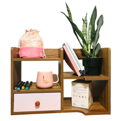  Kệ Sách Để Bàn 4 Ngăn 1 Ngăn Kéo Bằng Gỗ Công Nghiệp MDF Lắp Ghép Tiện Lợi, Lắp Ghép Dễ Dàng, Sử Dụng Tiện Lợi