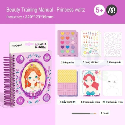 Đồ chơi Trang Điểm Cắt Dán và Tô Màu Nước - Mideer Makeup Manual