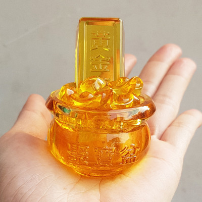 Bát Tụ Bảo 5cm kèm 01 thanh vàng 6.5cm và 10 thỏi vàng 1.5cm Chiêu Tài Nạp Bảo