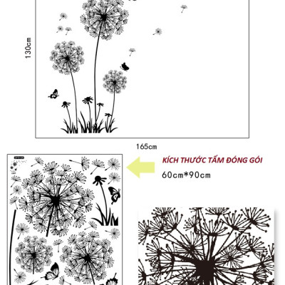 Decal dán tường Hoa bồ công anh đen
