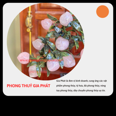 Cây đào phong thuỷ thạch anh hồng 18 quả|phongthuygiaphat