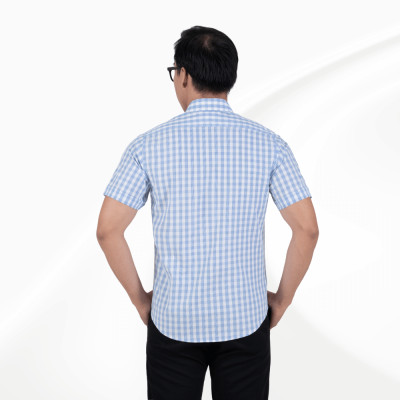 Áo sơ mi nam tay ngắn họa tiết sọc kẻ xanh GENTITI By Thái Tuấn - 1C810HAKT100