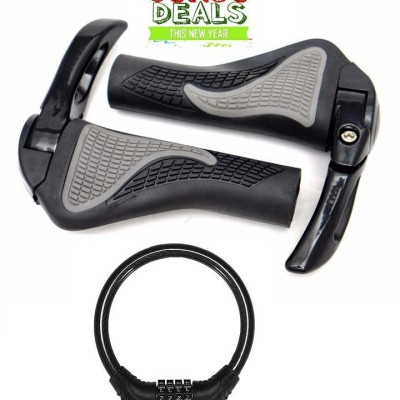 Bộ 2 Tay Nắm Sừng Trâu Xe Đạp Thể Thao Cao Cấp tặng Khóa xe đạp chống trộm 4 số đổi mã