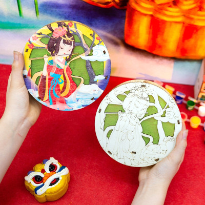 Lồng Đèn Trung Thu Gỗ Mộc Màu : Đèn Hằng Tròn - Bách Mộc 04 (Có Kèm Pin)