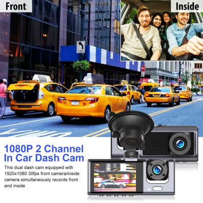Camera Hành Trình Wifi 2 Mắt Màn Hình IPS FHD 1080P 30fps IR/Mic Kết Nối Android/iOS
