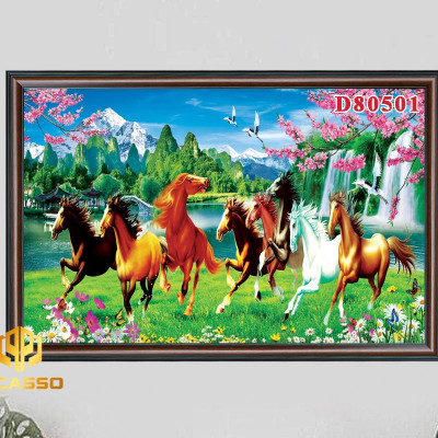 Tranh kính Bát mã tung hoành D602 31 (Được chọn mẫu)
