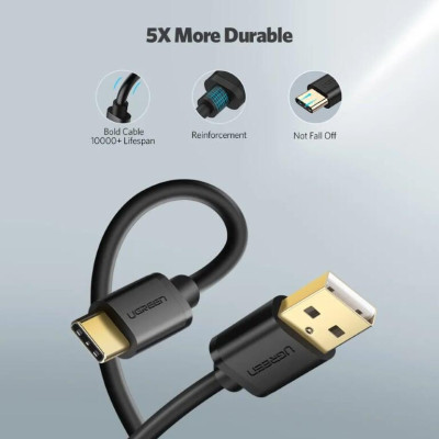 Ugreen UG30161US141TK 2M màu đen Dây USB 2.0 sang Type-C truyền dữ liệu và sạc - HÀNG CHÍNH HÃNG