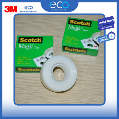 Băng keo trong suốt dán tiền và hồ sơ 3M 810 siêu dính, viết lên được, xé được bằng tay (19mm x 33m)