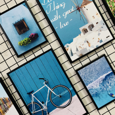 Bộ tranh treo tường, treo phòng khách, phòng ngủ thành phố xanh - Tặng kèm khung tranh và đinh treo tường BINBIN 