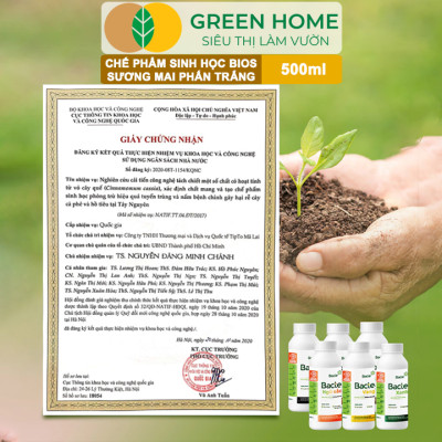 Chế Phẩm Sinh Học Bacte Bios Sương Mai Phấn Trắng, Green Home, Chai 500ml, Từ Thảo Mộc, Hiệu Lực Nhanh Mạnh