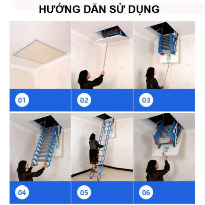 Thang gác mái ốp trần thông minh xếp gọn dễ dàng Chính hãng NIKITA 2024