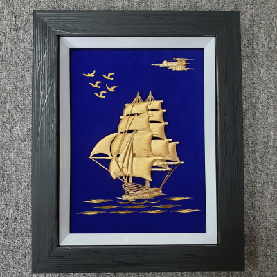 Tranh  Thuyền Thuận Buồm Xuôi Gió Dát Vàng 24K 