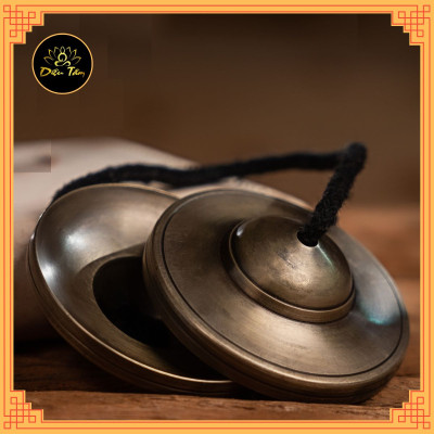 Chuông thiền Tây Tạng Tingsha Cymsha Cymbals Chiêng đồng thủ công Mật tông Chuông Yoga Chập Cheng Chũm Chọe kèm bao gấm
