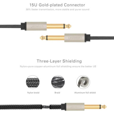 Ugreen UG40809AV128TK 1M màu Đen Cáp âm thanh 2 đầu 6.5mm dương cao cấp - HÀNG CHÍNH HÃNG
