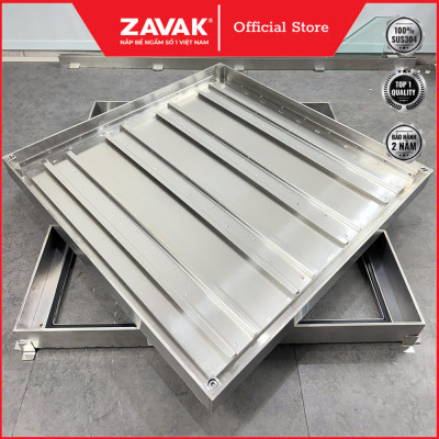 Nắp bể ngầm inox Zavak MHO-AA70 chống nước, ngăn mùi, lát đá dày 3cm, tải cho xe 2 tấn