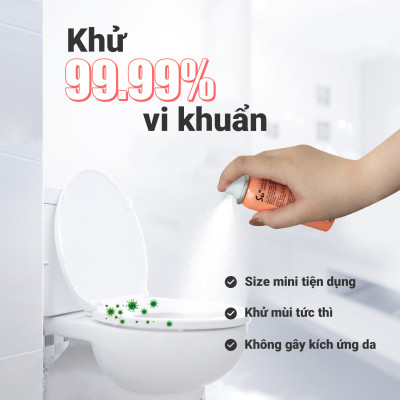 Xịt khử khuẩn bệ ngồi bồn cầu Su Star hương chanh và bạc hà, loại bỏ 99.999% (50ml)