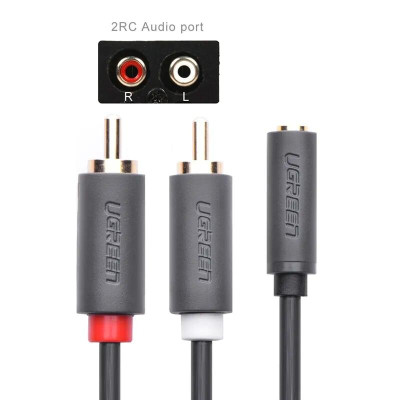 Ugreen UG10561AV102TK 0.25M màu Đen Cáp âm thanh 2 đầu Bông sen sang 3.5mm Âm - HÀNG CHÍNH HÃNG