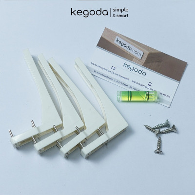 Kệ Sách Gỗ Trang Trí Treo Tường 3 Tầng Dài 60cm, Không Cần Khoan, Tặng Kèm Phụ Kiện KEGODA KT60