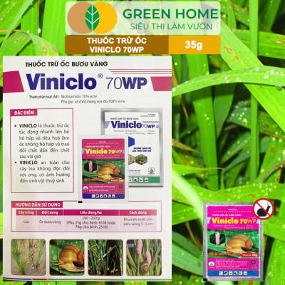 Thuốc Diệt Ốc Bươu Vàng Viniclo 70WP, GreenHome, Gói 35gr, Diệt Sạch Ốc, An Toàn Cho Lúa