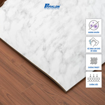 Thảm Em Bé Cao Cấp Parklon Vân Đá Hoa Cương Trắng Chính Hãng Hàn Quốc (300x140x0.55)cm Chống Bụi Kháng Khuẩn Khử Mùi Chống Ồn Chống Trượt Chống Sốc (Cushion Maru PVC-White Marble)