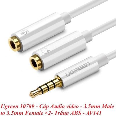 Ugreen UG10789AV141TK 20CM màu Trắng Dây chuyển âm thanh 3.5mm dương sang Jack Mic + Loa âm - HÀNG CHÍNH HÃNG